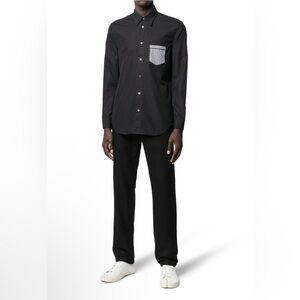 NWT Maison Margiela Decorative Pocket Men’s Button Down Shirt Black‎ Sz 40 $355